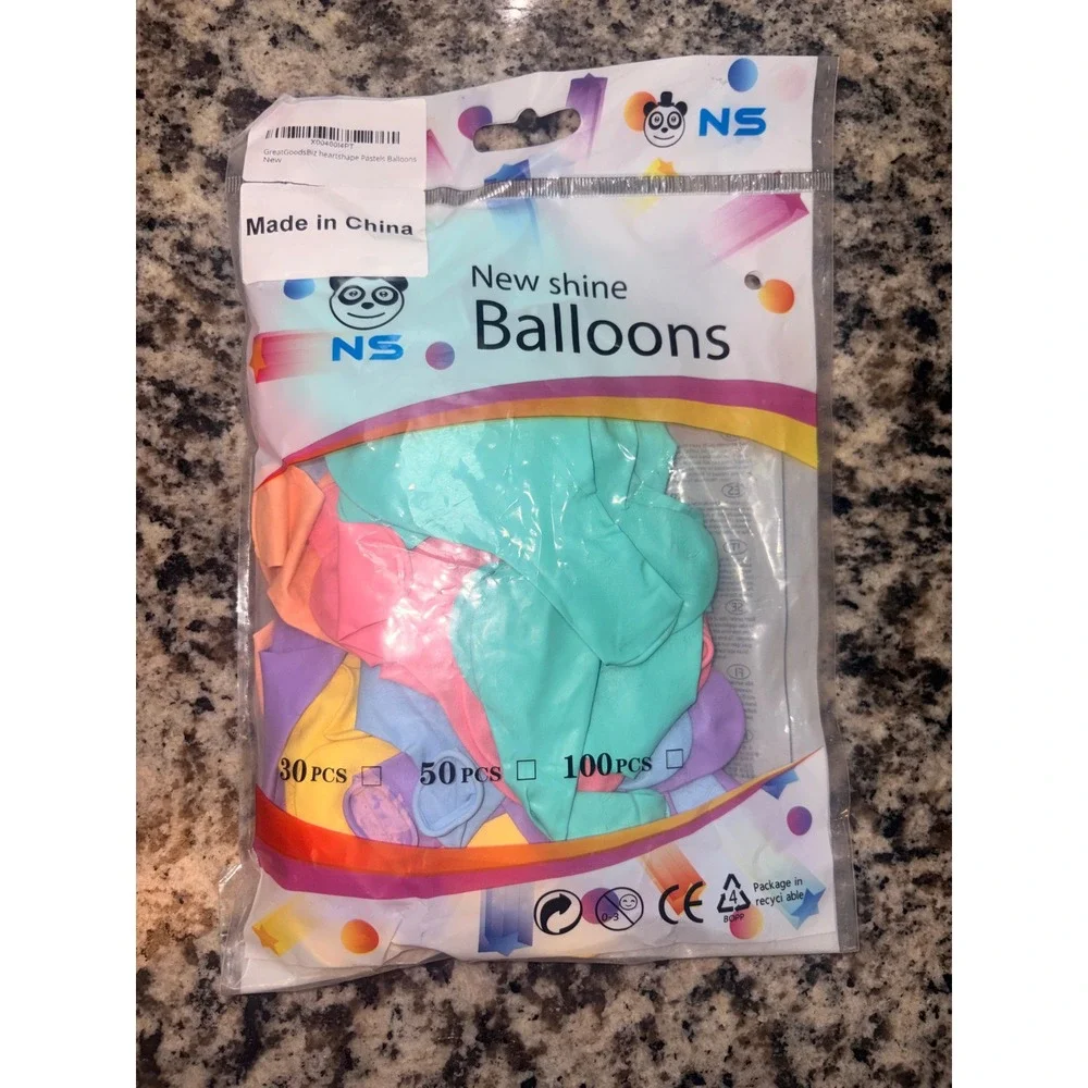 New Shine NS Pastel Party Balloons 50 Count Heart Shaped Latex Decor